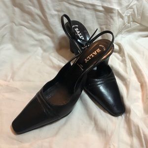 LAST CALL: Black Bally Leather Slingback Pumps